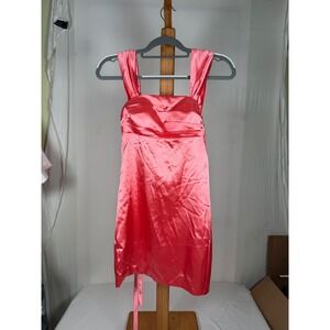 Weinaze Pink Satin Mini Dress Lace Up Corset Back Cocktail Party Size 0 NEW